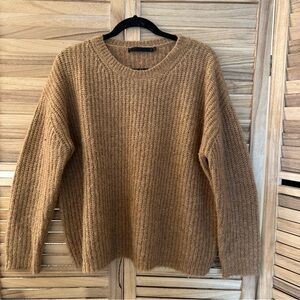 Jenni Kayne Wool Blend  Fisherman Sweater in brown size S